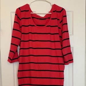 Hot Pink/Black Striped Motherhood Maternity Dress